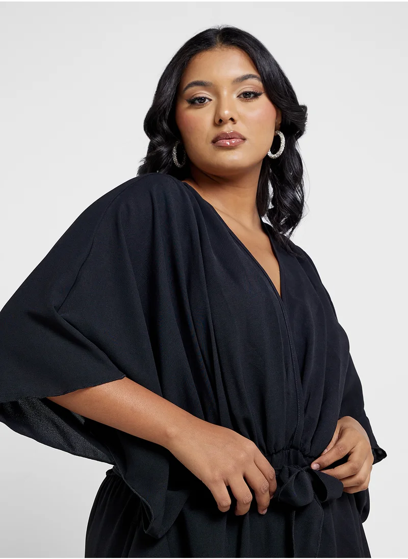Ella Plus Dress With Batwinged Sleeve
