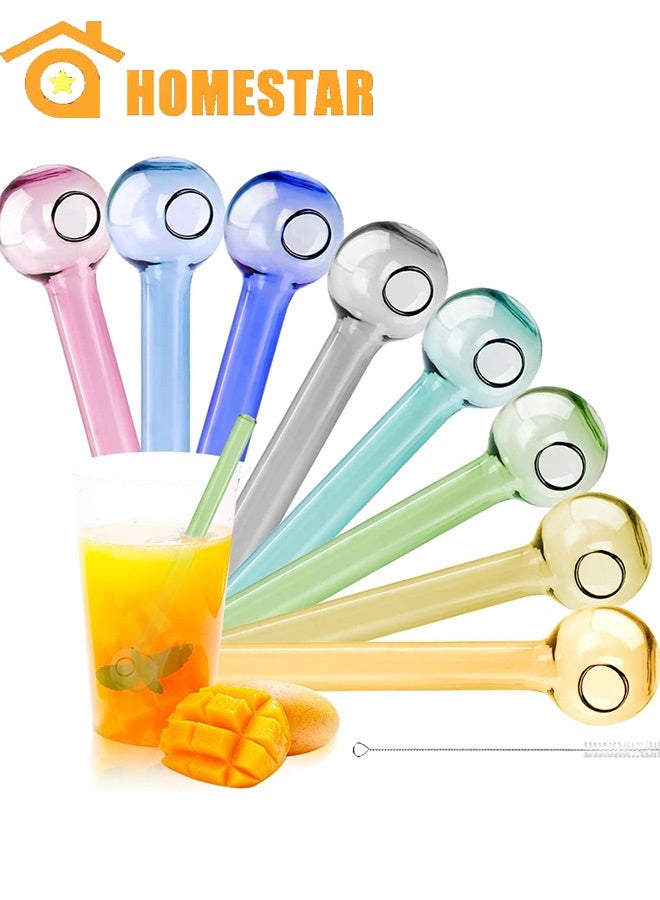 HOMESTAR 8 Pcs Glass Straws, Shatter Resistant 10CM Short Reusable Glass Straw With Cleaning Brush, Dishwasher Safe, Drinking Straws, Perfect For Smoothies, Coffee, Juice - Image 1