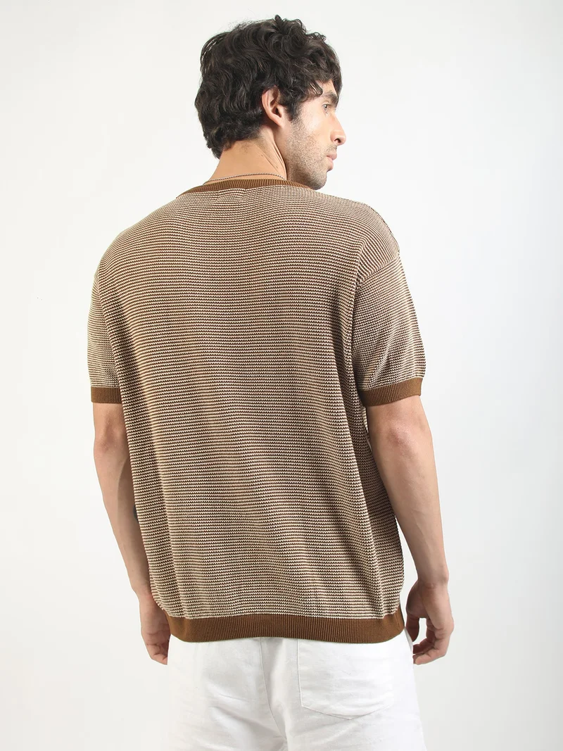 Maniac  Maniac Mens Chameleon Printed Round Neck Half Sleeve Biscuit and Yellow Cotton T-Shirt for Men | Best Price UAE