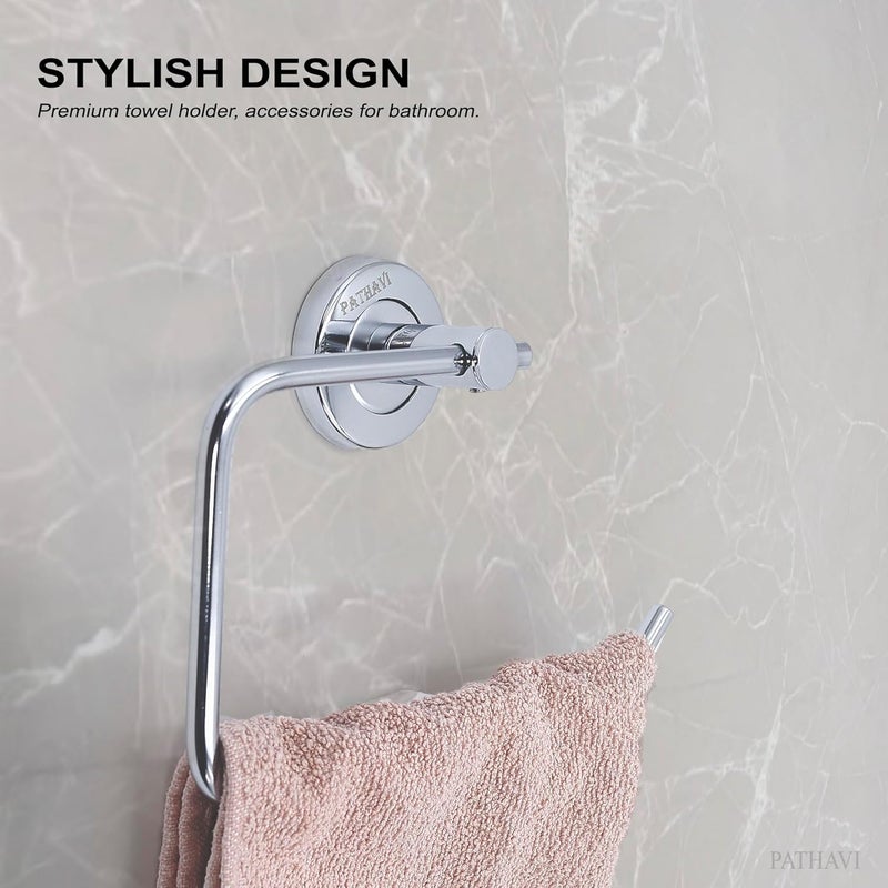 Pathavi Stainless Steel Wall-Mounted Toilet Paper Holder – Rustproof Tissue Roll Hanger with Swivel Arm, Durable, Rust Proof (C-Shape, Chrome Finish, Pack of 1) - Image 3