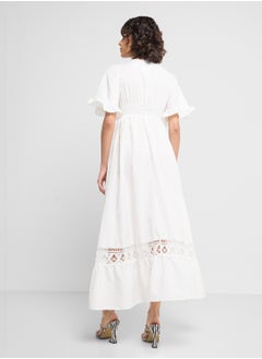 ELLA Flouncy Sleeved Dress With Lace Inserts  - Image 2