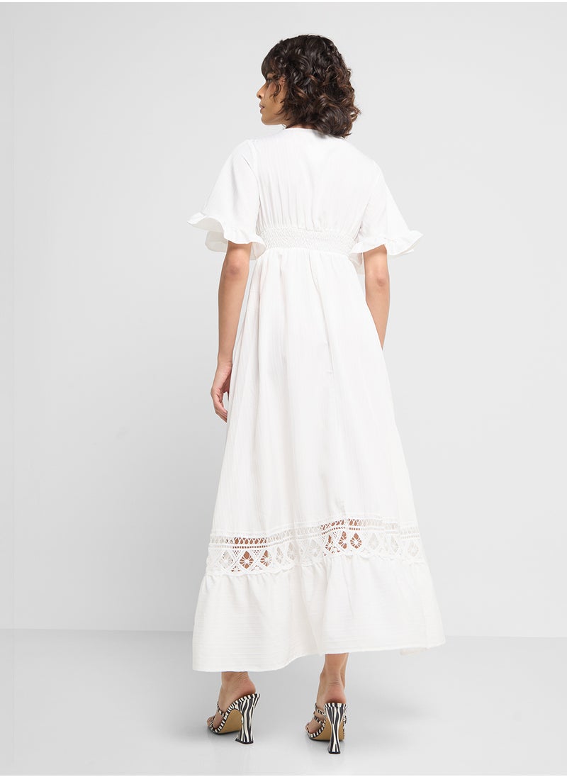 ELLA Flouncy Sleeved Dress With Lace Inserts  - Image 2