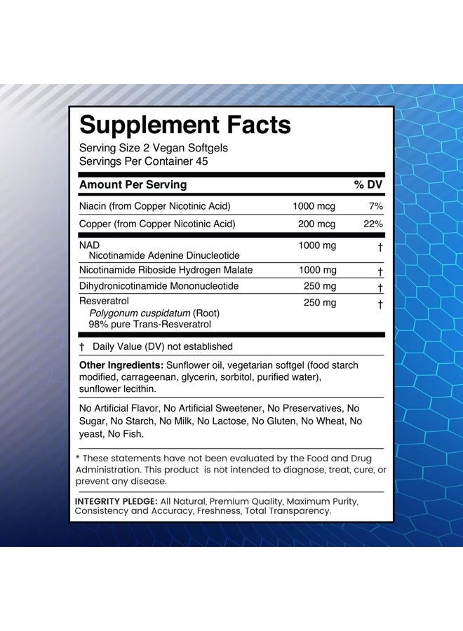 WELLNESS LABSRX NAD+ Supplement - 3rd Party Tested NMNH Supplement Softgels - NAD Resveratrol 2500mg - NAD Supplements for Anti-Aging, Longevity & Cell Health - Image 3