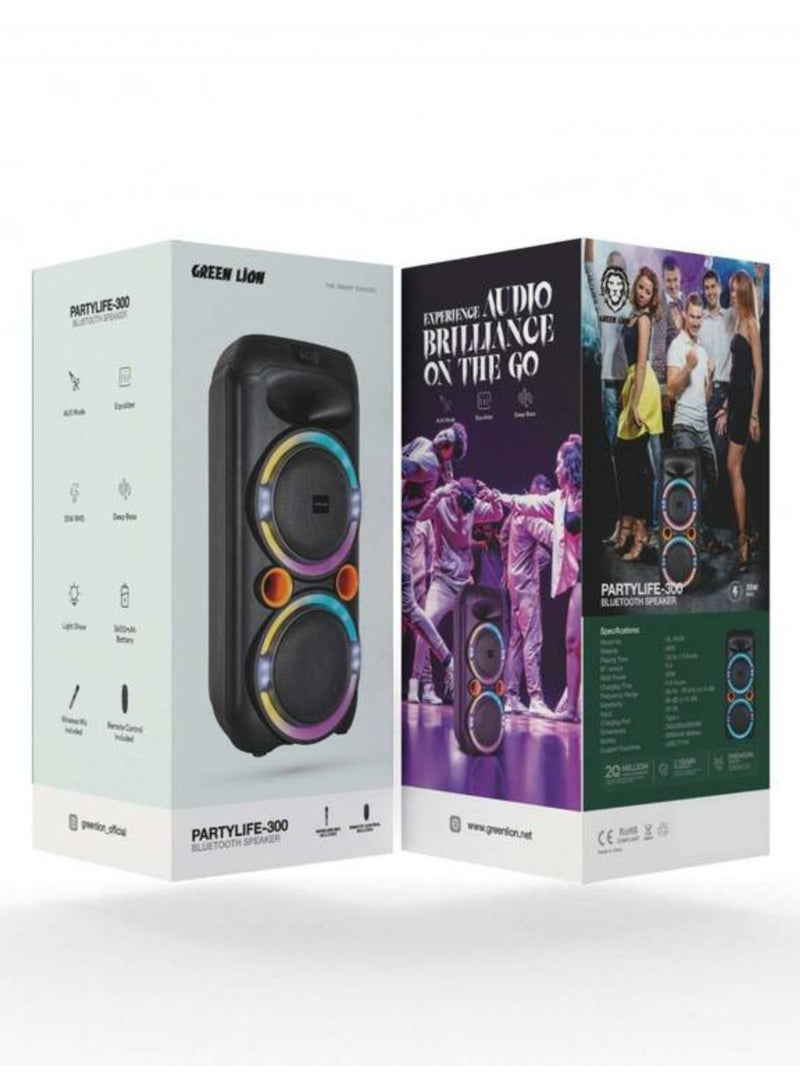 GREEN LION PartyLife 300 Bluetooth Speaker with Bluetooth Version 5.0, Light Show and Deep Bass - Black - Image 4