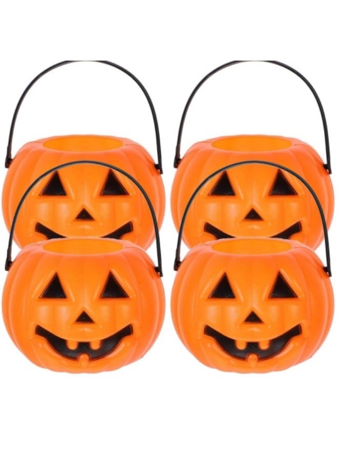 GGEROU Pumpkin Cand Bucket for Kids, 4 Pack Plastic Pumpkin Candy Bucket  6.6" × 5.5" - Image 1