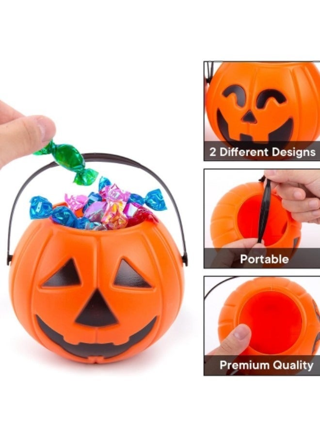 GGEROU Pumpkin Cand Bucket for Kids, 4 Pack Plastic Pumpkin Candy Bucket  6.6" × 5.5" - Image 3