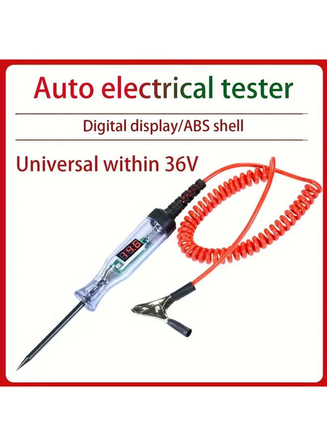 Black Digital Display Voltage Tester Pen For Car Truck DC Circuit With Light Probe - Image 1
