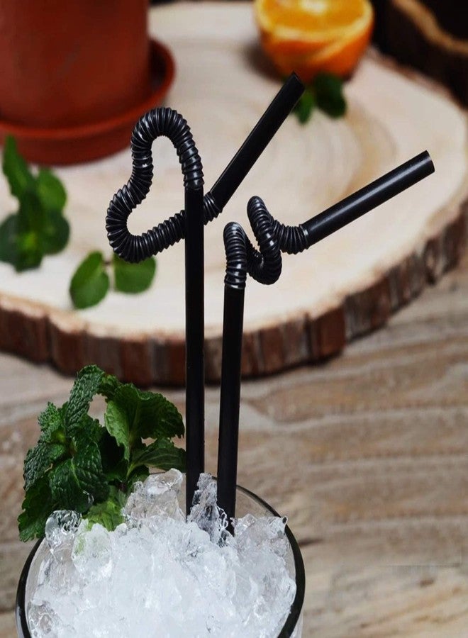 ALINK 200 PCS Flexible Black Plastic Drinking Straws, 10.3 Inches Extra Long Disposable Extendable Bendy Party Fancy Straws - Image 4