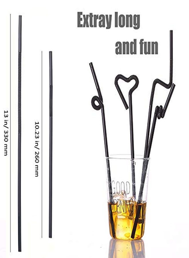 ALINK 200 PCS Flexible Black Plastic Drinking Straws, 10.3 Inches Extra Long Disposable Extendable Bendy Party Fancy Straws - Image 2