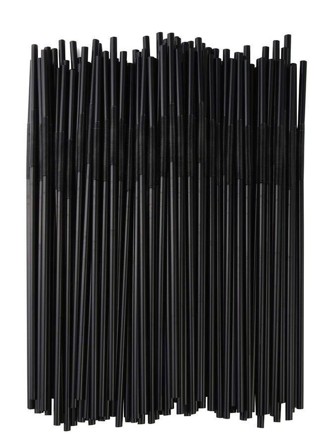 ALINK 200 PCS Flexible Black Plastic Drinking Straws, 10.3 Inches Extra Long Disposable Extendable Bendy Party Fancy Straws - Image 1