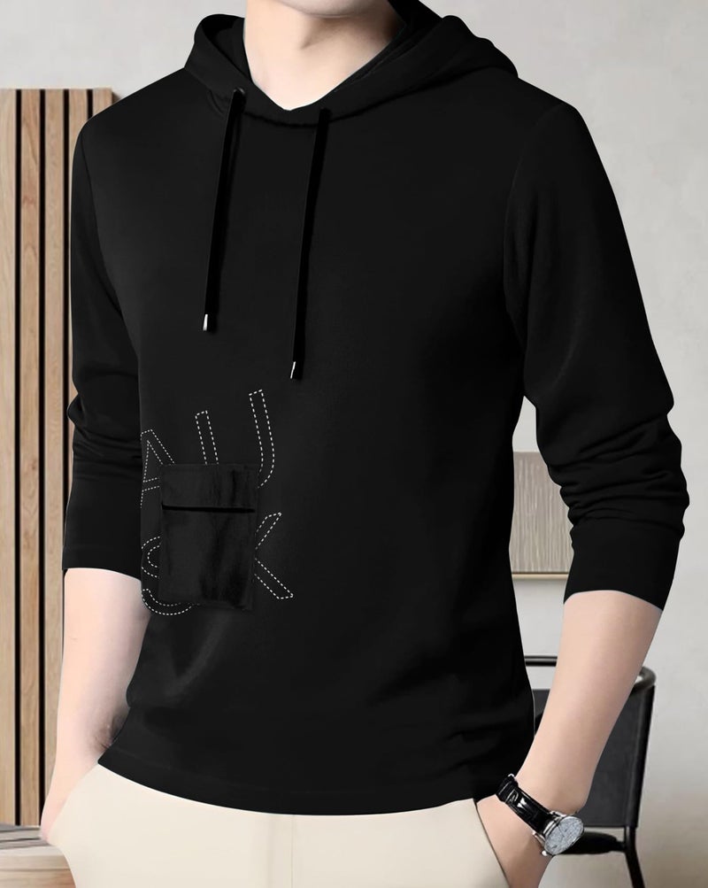 AUSK Mens T-Shirt || Hoodies Full Sleeves Tshirt Color-Black - Cotton Blend Regular - Image 2