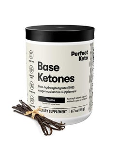 Perfect Keto Exogenous Ketones Powder, BHB Salts Supplement for Ketosis & Fasting, Plus Electrolytes for Hydration, Caffeine Free Energy, Keto Diet, Focus & Workout Support, Vanilla, 6.7 oz  - Image 1
