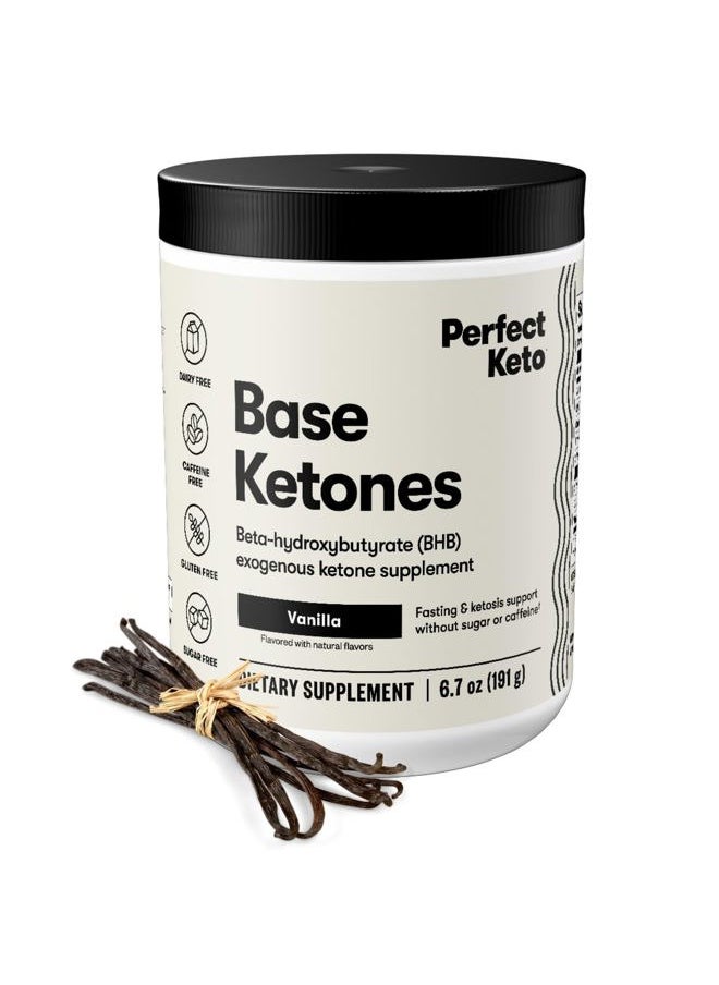 Perfect Keto Exogenous Ketones Powder, BHB Salts Supplement for Ketosis & Fasting, Plus Electrolytes for Hydration, Caffeine Free Energy, Keto Diet, Focus & Workout Support, Vanilla, 6.7 oz  - Image 1