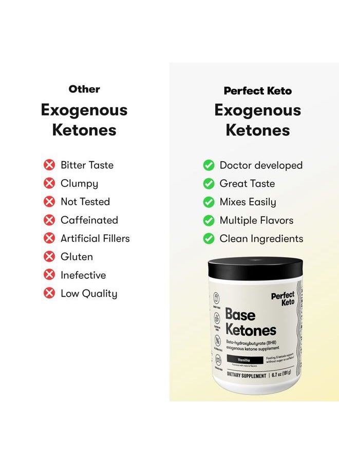 Perfect Keto Exogenous Ketones Powder, BHB Salts Supplement for Ketosis & Fasting, Plus Electrolytes for Hydration, Caffeine Free Energy, Keto Diet, Focus & Workout Support, Vanilla, 6.7 oz  - Image 3
