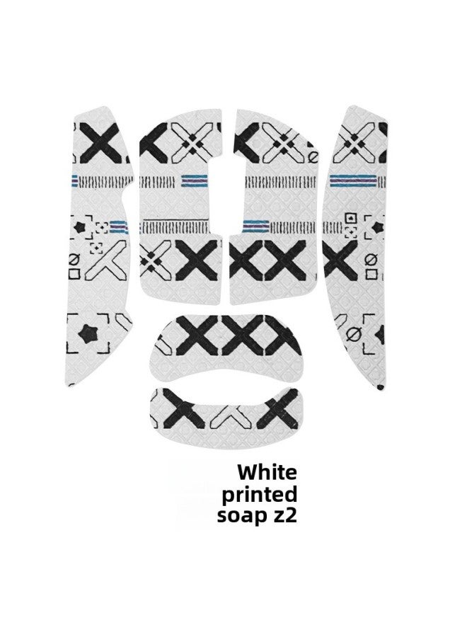 Suitable For Soap Z2 Mouse Anti-slip Stickers Sweat-absorbent Stickers Mouse Protection Side Skirt Protective Film Ice Version ICE Foot Pad-Color:[all Inclusive] White Printed Mouse Stickers [free Cleaning Cotton]  - Image 1