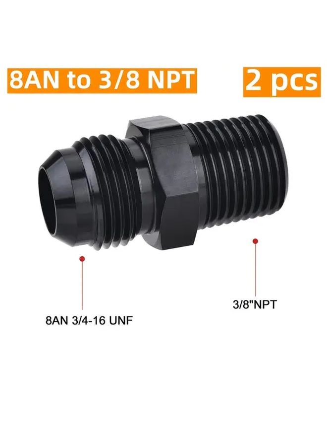 8AN to 3 8 NPT Male Fuel Rail Adapter Fitting Straight 2pcs - Image 1