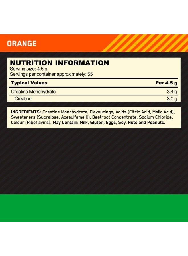 ON Optimum Nutrition Micronised Creatine 247.5g Orange - Image 2