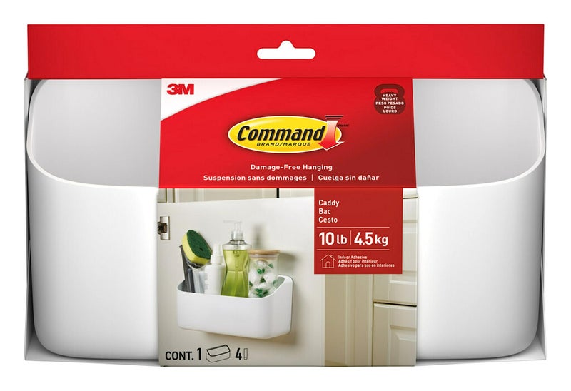 Command Command 10 Lb Large Organizing Caddy with 4 Command Strips 991 x 338 x 515 Heavyweight DamageFree Hanging for Organizing Cleaning Supplies Closet and Pantry White