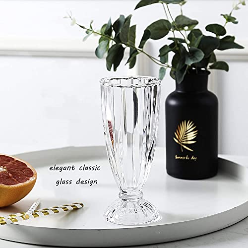 Cedilis 6 Pack Milkshake Glass with 6 Long Metal Spoons, Old Fashioned Soda Glasses, Fountain Classic Glass for Ice Cream, Clear, 12oz - Image 3