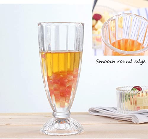 Cedilis 6 Pack Milkshake Glass with 6 Long Metal Spoons, Old Fashioned Soda Glasses, Fountain Classic Glass for Ice Cream, Clear, 12oz - Image 4