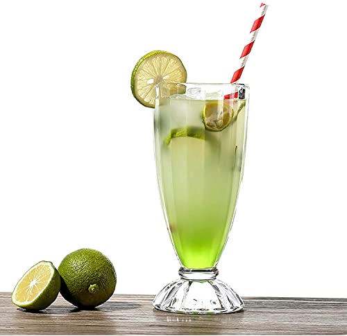 Cedilis 6 Pack Milkshake Glass with 6 Long Metal Spoons, Old Fashioned Soda Glasses, Fountain Classic Glass for Ice Cream, Clear, 12oz - Image 5