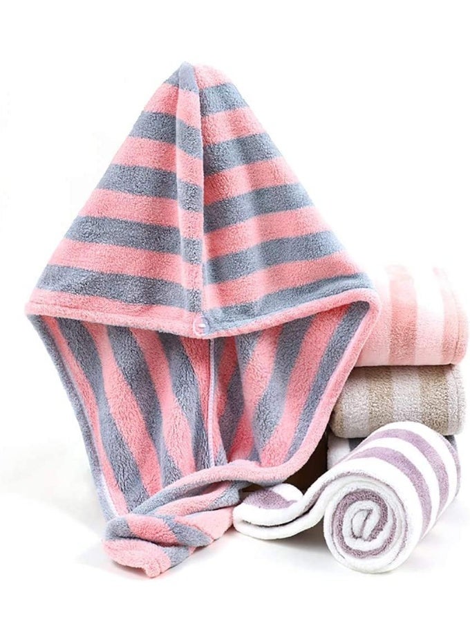 Microfiber Hair Towel, Turbans for Wet Hair, Curly Hair, Hair Drying Towel, Rabbit Ears Super Absorbent Assorted Colors 2 PCS (Striped) - Image 5