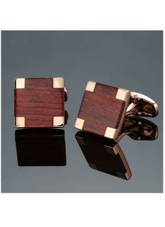 French Style Shirt Cufflinks Redwood Carbon Fiber Retro Pattern Cufflinks