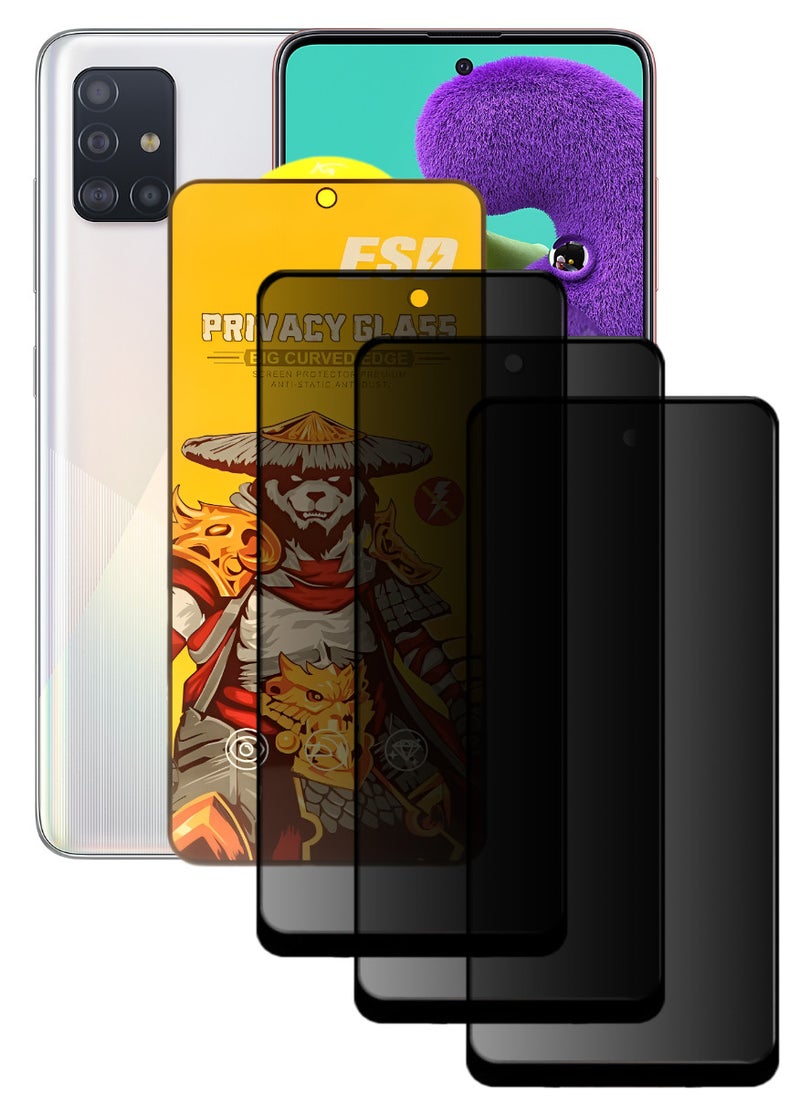 ESD 3 Pieces Tempered Dustproof Privacy Glass Screen Protector Compatible For Samsung Galaxy A51 - Image 1