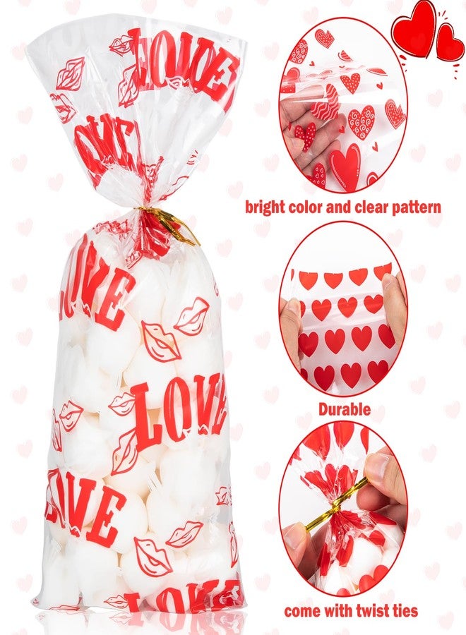 CUDICY Valentine Treat Bags 5x11 Valentines Gift Bags 120PCS Cellophane Bag for Cookie Candy Goodie Party Favor Valentines Day Birthday Wedding Favors Supplies - Image 4