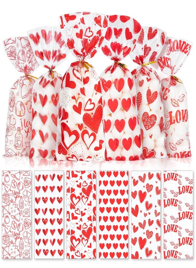 CUDICY Valentine Treat Bags 5x11 Valentines Gift Bags 120PCS Cellophane Bag for Cookie Candy Goodie Party Favor Valentines Day Birthday Wedding Favors Supplies - Image 1