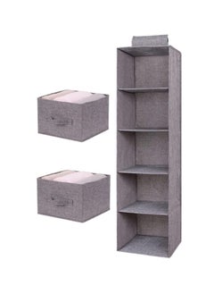 Arabest Hanging Closet Organizer 5-Shelf, Hanging Shelves for Closet with 3 Removable Drawers & Side Pockets, Hanging Shelf Organizer for Bedroom or Garment Rack  - Image 1