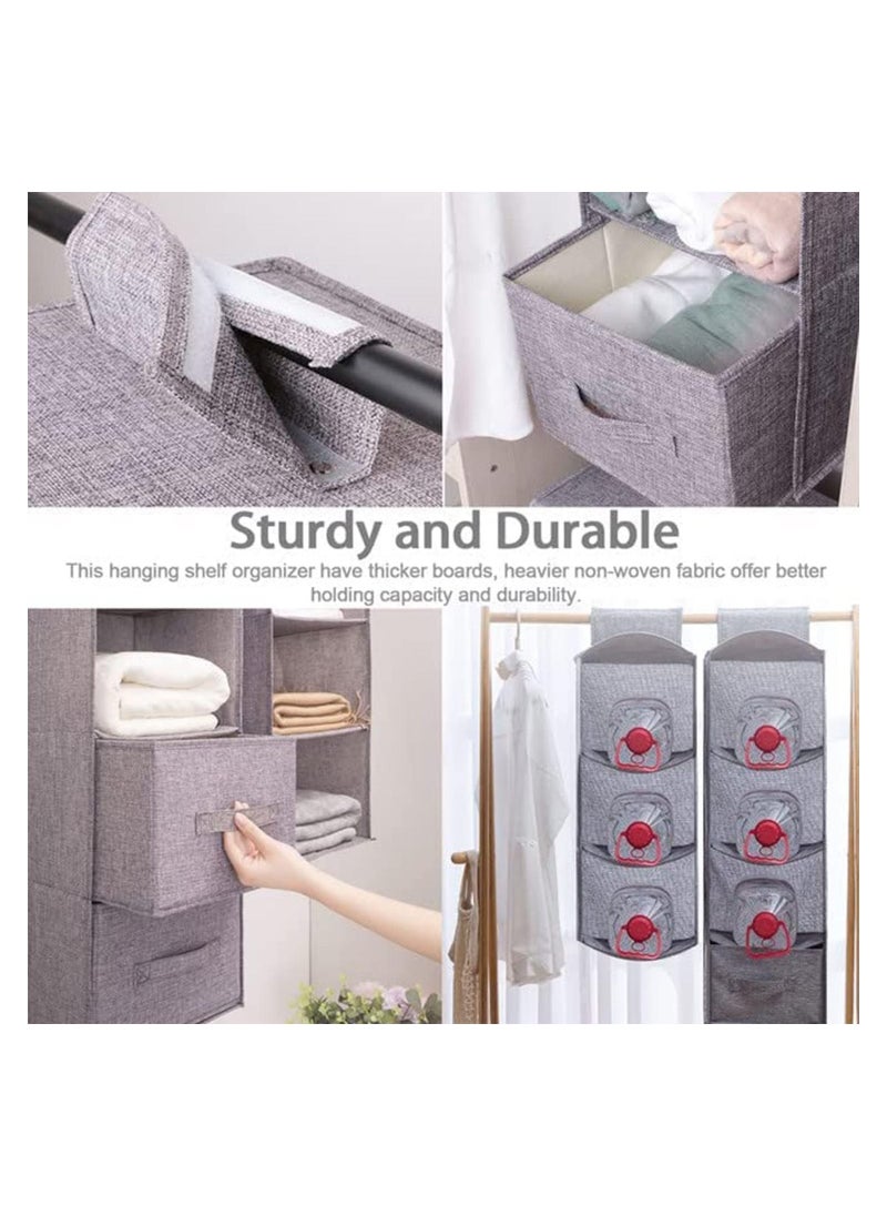 Arabest - Hanging Closet Organizer 5-Shelf, Hanging Shelves for Closet with 3 Removable Drawers & Side Pockets, Hanging Shelf Organizer for Bedroom or Garment Rack - Image 1