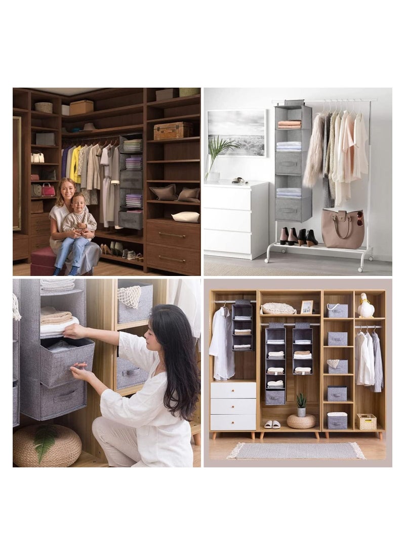 Arabest - Hanging Closet Organizer 5-Shelf, Hanging Shelves for Closet with 3 Removable Drawers & Side Pockets, Hanging Shelf Organizer for Bedroom or Garment Rack - Image 1