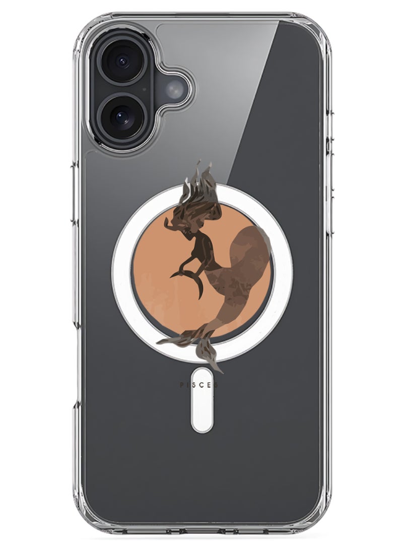 iPhone 16 Plus Magsafe Magnetic Case for iPhone Compatible with Wireless Charging, Shockproof Phone Bumper Cover - Pisces