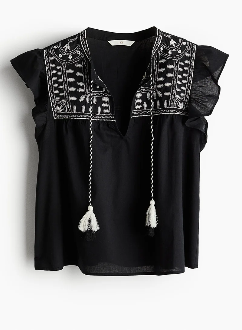 H&M Embroidered Cotton Blouse