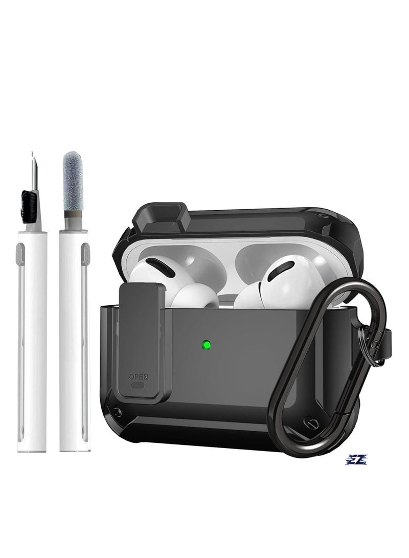 ELTRAZONE Upgraded [Secure Lock] Armor AirPods Pro Case – Shockproof & Durable Cover for Apple AirPods Pro, Stylish Wireless Earbuds Case for Men & Women with Keychain Clip – Black - Image 1