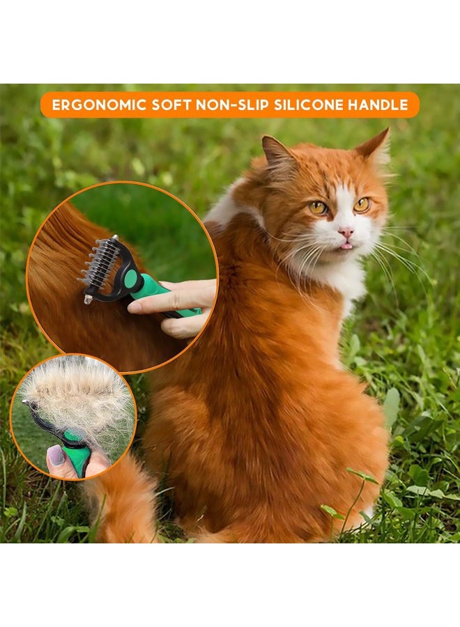 Candure Dematting Comb for Dog and Cat, Pet Grooming Rake and Brushes for Small & Medium Dogs 11+6 Double Sided Blade Deshedding Tool Removes Knots, Undercoat, Mats and Tangled Hair (Green) - Image 4