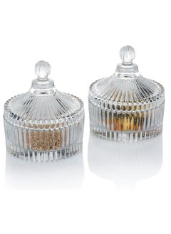 FUFU 2Pcs Tabletop Crystal Clear Castle Jar with Lid  Candy Jar, Sugar Bowl, Cookie Jar, Jewelry or Makeup Container, Decorative Wedding Display,...  - Image 1