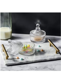 FUFU 2Pcs Tabletop Crystal Clear Castle Jar with Lid  Candy Jar, Sugar Bowl, Cookie Jar, Jewelry or Makeup Container, Decorative Wedding Display,...  - Image 2