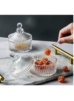 FUFU 2Pcs Tabletop Crystal Clear Castle Jar with Lid  Candy Jar, Sugar Bowl, Cookie Jar, Jewelry or Makeup Container, Decorative Wedding Display,...  - Image 3