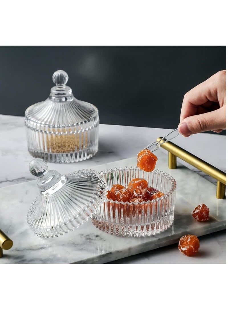 FUFU 2Pcs Tabletop Crystal Clear Castle Jar with Lid  Candy Jar, Sugar Bowl, Cookie Jar, Jewelry or Makeup Container, Decorative Wedding Display,...  - Image 3