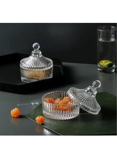 FUFU 2Pcs Tabletop Crystal Clear Castle Jar with Lid  Candy Jar, Sugar Bowl, Cookie Jar, Jewelry or Makeup Container, Decorative Wedding Display,...  - Image 5