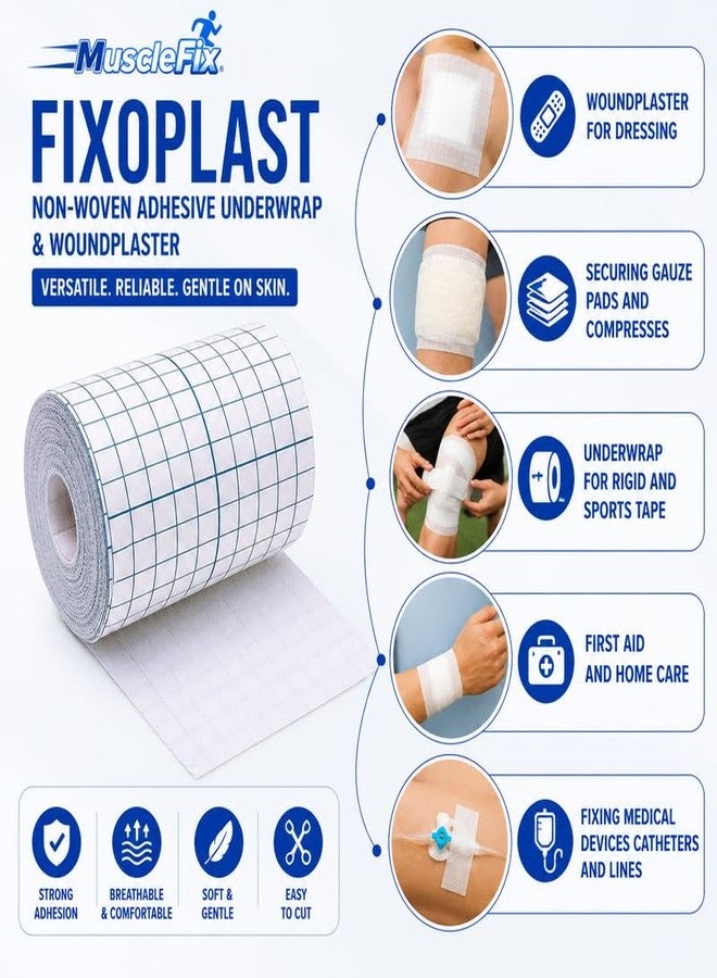 MuscleFix Fixoplast Underwrap Adhesive Tape Roll | Underwrap for Sports & Rigid Tape | Wound Dressing Fixation Tape | Secures Gauze Pads,Compresses & Medical Devices | First Aid Medical Tape (5Cm*5M) - Image 4