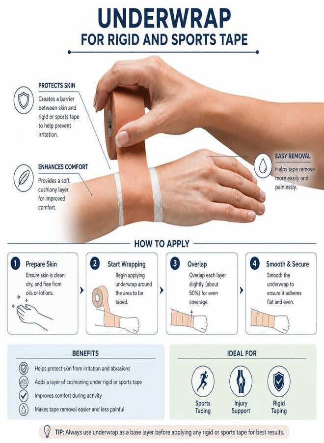 MuscleFix Fixoplast Underwrap Adhesive Tape Roll | Underwrap for Sports & Rigid Tape | Wound Dressing Fixation Tape | Secures Gauze Pads,Compresses & Medical Devices | First Aid Medical Tape (5Cm*5M) - Image 5