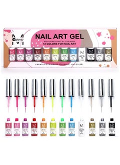 Mobray Mobray Gel Liner Nail Art Polish Set with Nail Brush, 12 Colors  - Image 1