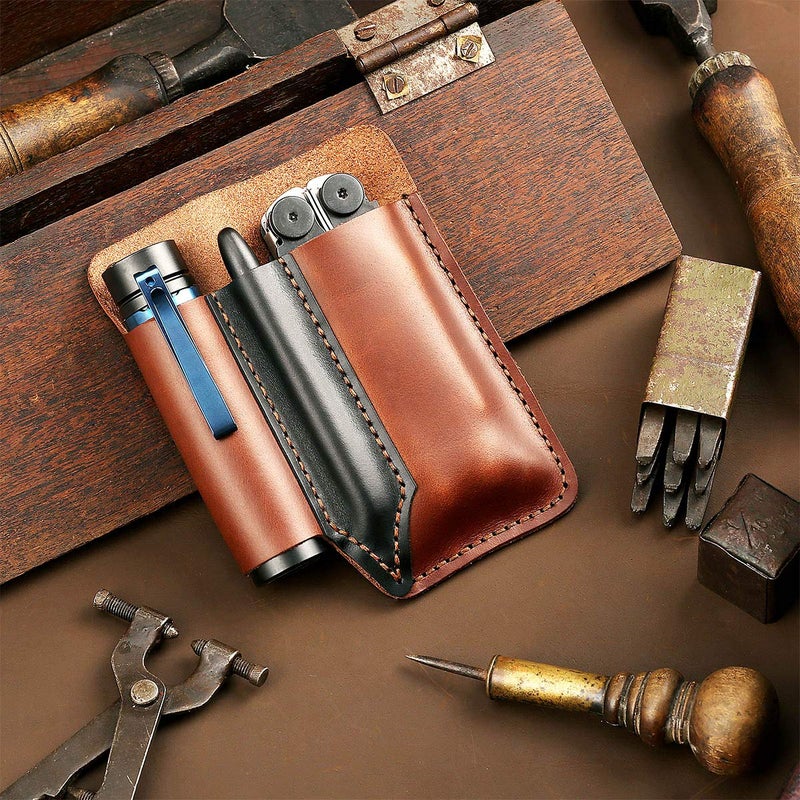 EASYANT Leather Men Pocket Organizer Leather EDC Tool Pouch Sheath Handmade Multitool Accessories - Image 5