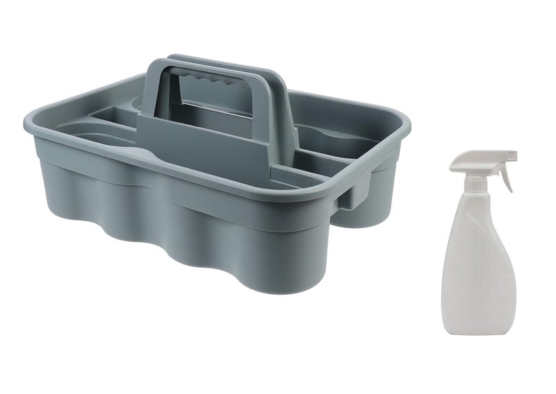 TARGET HYGIENE New Shape 2 Comaprtment Carry Basket Heavy Duty And Strong New Model 2-Compartment Industrial carry Basket - Grey Free with Spray Bottle - 750 - Image 1
