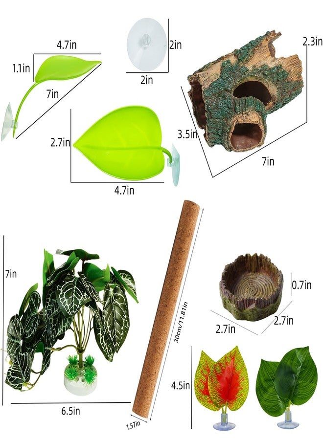 Drunmist Crested Gecko Tank Accessories, Hanging Plants, Reptile Hide Caves Simulation Tree Hideout, Cork Climbing Stick Reptiles,Feeding Ledge, Snakes, Hermit Crab, Leopard Gecko - Image 2