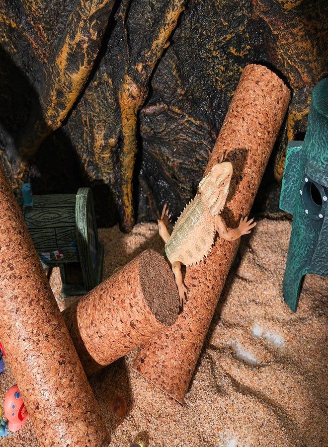 Drunmist Crested Gecko Tank Accessories, Hanging Plants, Reptile Hide Caves Simulation Tree Hideout, Cork Climbing Stick Reptiles,Feeding Ledge, Snakes, Hermit Crab, Leopard Gecko - Image 3