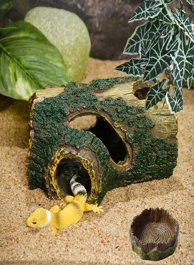 Drunmist Crested Gecko Tank Accessories, Hanging Plants, Reptile Hide Caves Simulation Tree Hideout, Cork Climbing Stick Reptiles,Feeding Ledge, Snakes, Hermit Crab, Leopard Gecko - Image 5